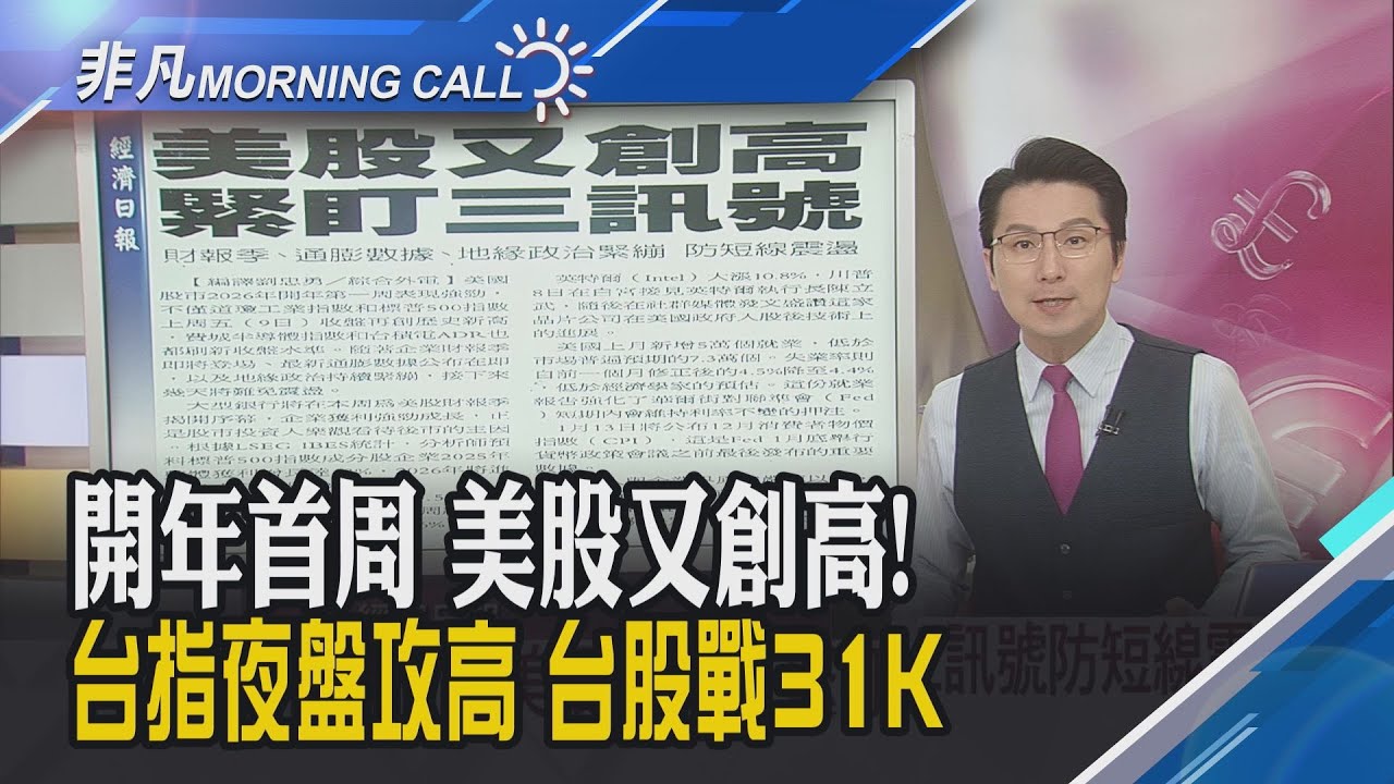美股又創高 緊盯三訊號防短線震盪 伊朗示威逾5百死 CNN曝川普考慮"軍事干預" 台股3萬點比預期早到手 紅包行情備受期待｜主播鄧凱銘｜【非凡Morning Call】20260112｜非凡財經新聞
