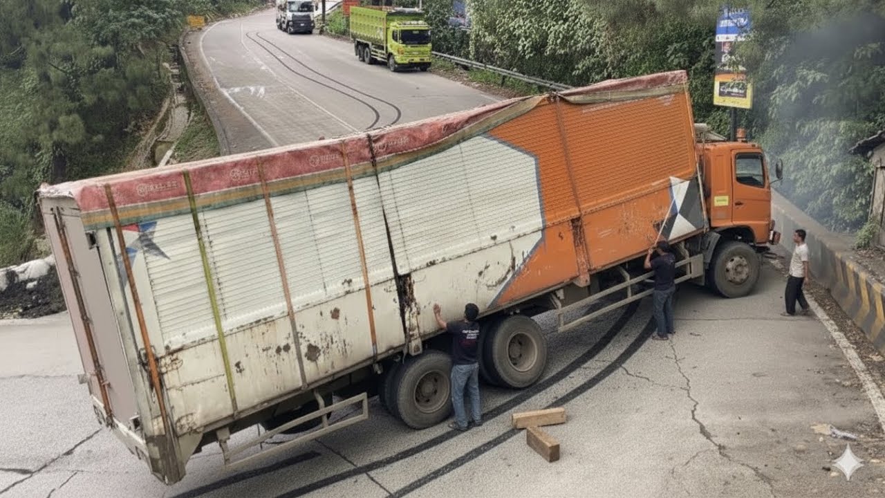 SITUASI DARURAT! Tanjakan Ekstrem Lumpuhkan Truk Logistik, Warga Langsung Turun Tangan!