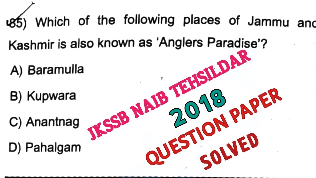 JKSSB NAIB TEHSILDAR PREVIOUS YEAR QUESTION PAPER | WITH ANSWER | BY MIZU KHAN 