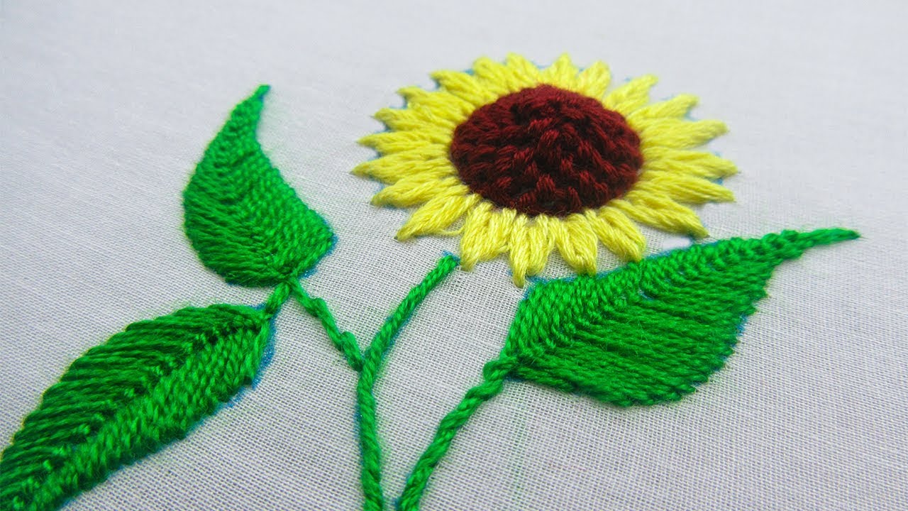 Hand Embroidery, Sunflower Embroidery, Inverted Buttonhole Stitch