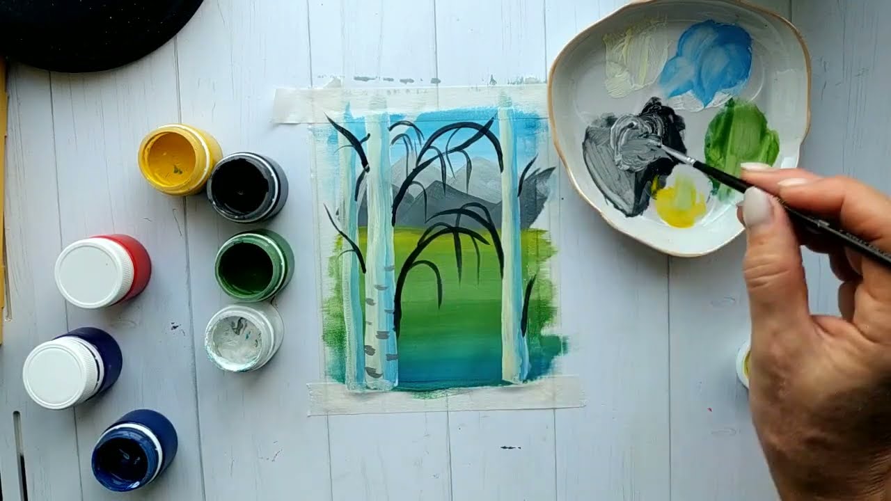 Берёза Как нарисовать берёзу просто
