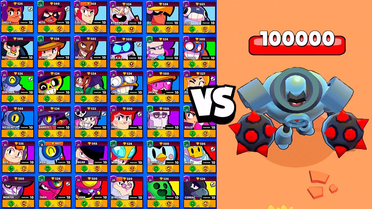 TOUS LES BRAWLERS vs LE ROBOT 100'000 HP ! QUI est le PLUS RAPIDE  à le BATTRE? Brawl Stars Olympics