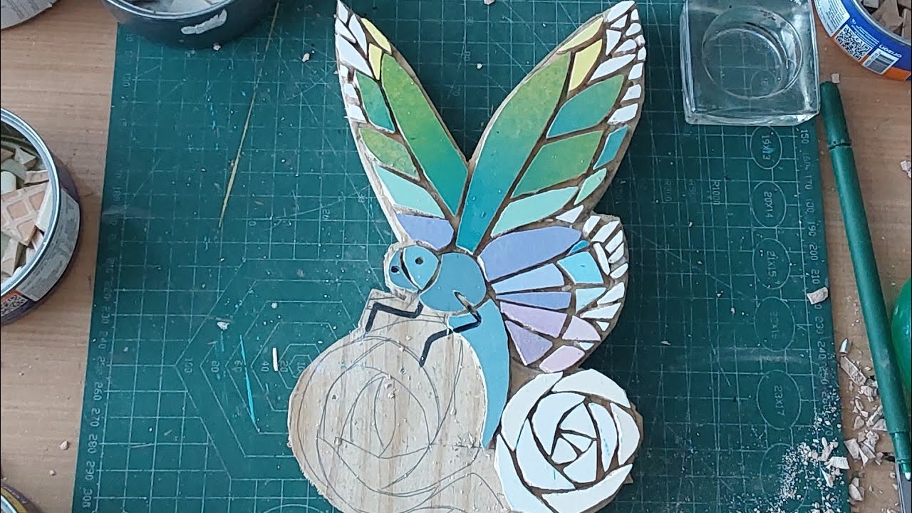 🌱 Aprendiendo MOSAICO 🧩 PROCESO CREATIVO Mariposa 5°Parte 🦋 #diy #tutorial #handmade  #mosaic