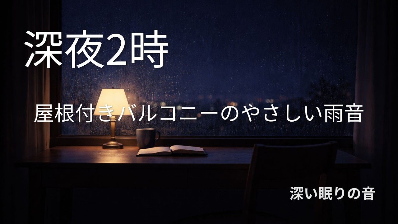 【深夜2時_バルコニーのやさしい雨音_深い眠り_睡眠用・作業用・勉強用】深い眠りの音_Deep Sleep Sounds 33 #睡眠 #睡眠改善 #relaxing