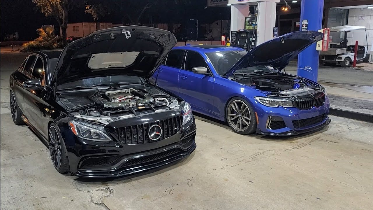 BMW M340i PT6466 Turbo E85 2020 года против Mercedes C63 AMG Pure 1000 Turbos E50 2017 года
