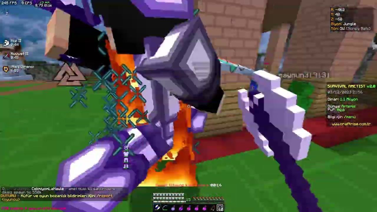 Craftrise Survival Ametist / Kral Kılıcı kesme /  Açık Alan Artemis PVP
