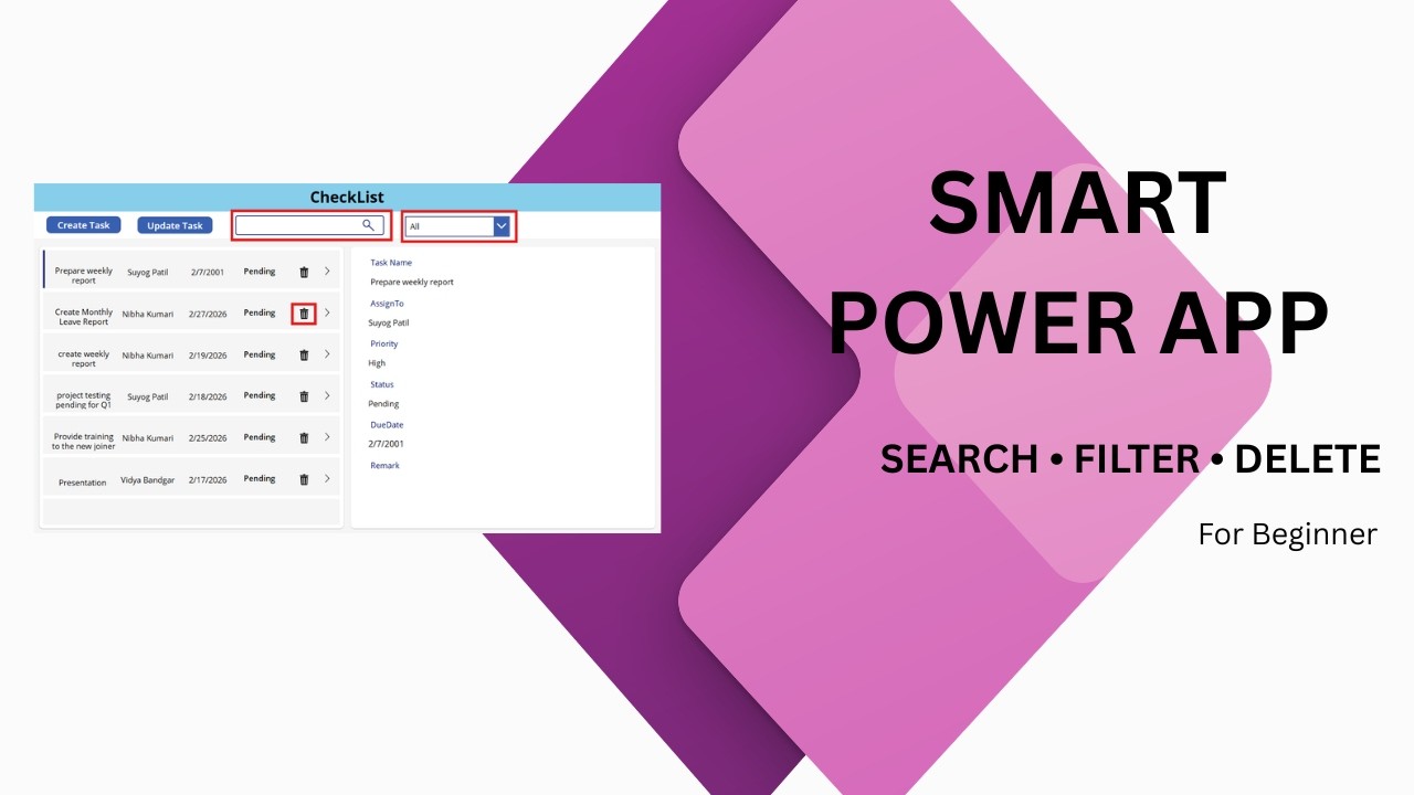 Add Search, Filter & Delete in Power Apps | Beginner Tutorial