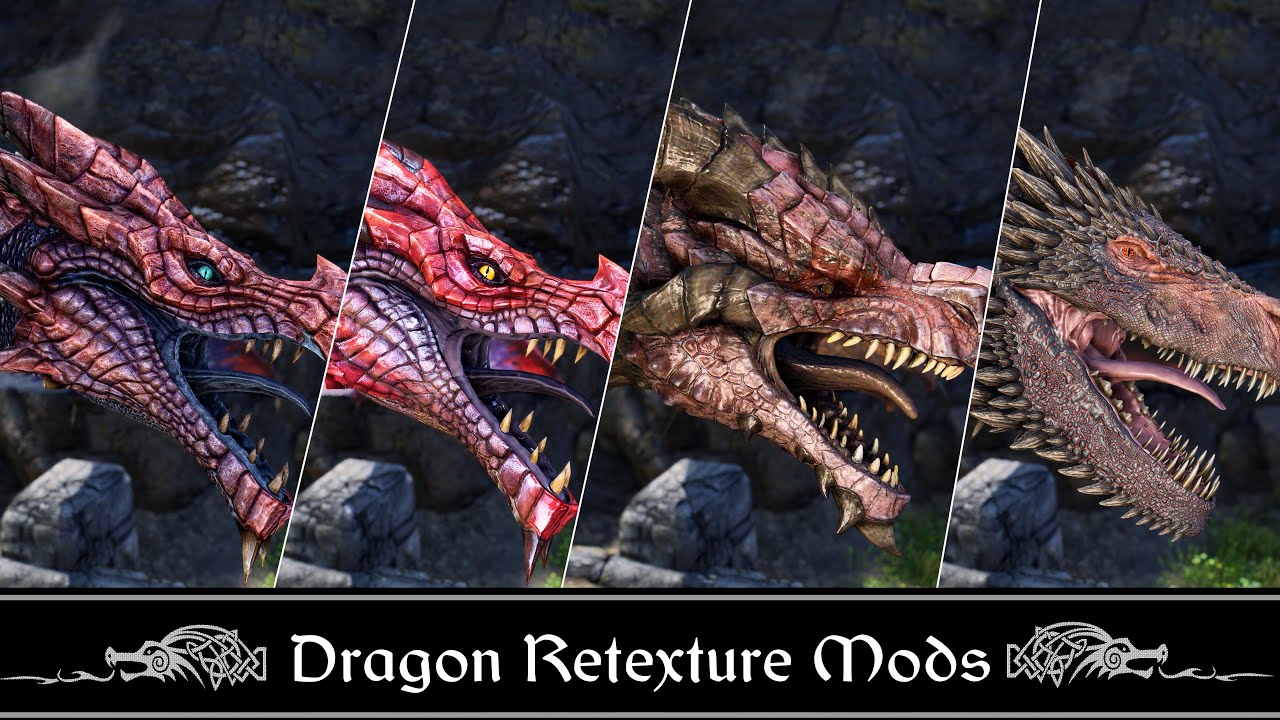 Skyrim Mods | Dragon Retexture Comparison