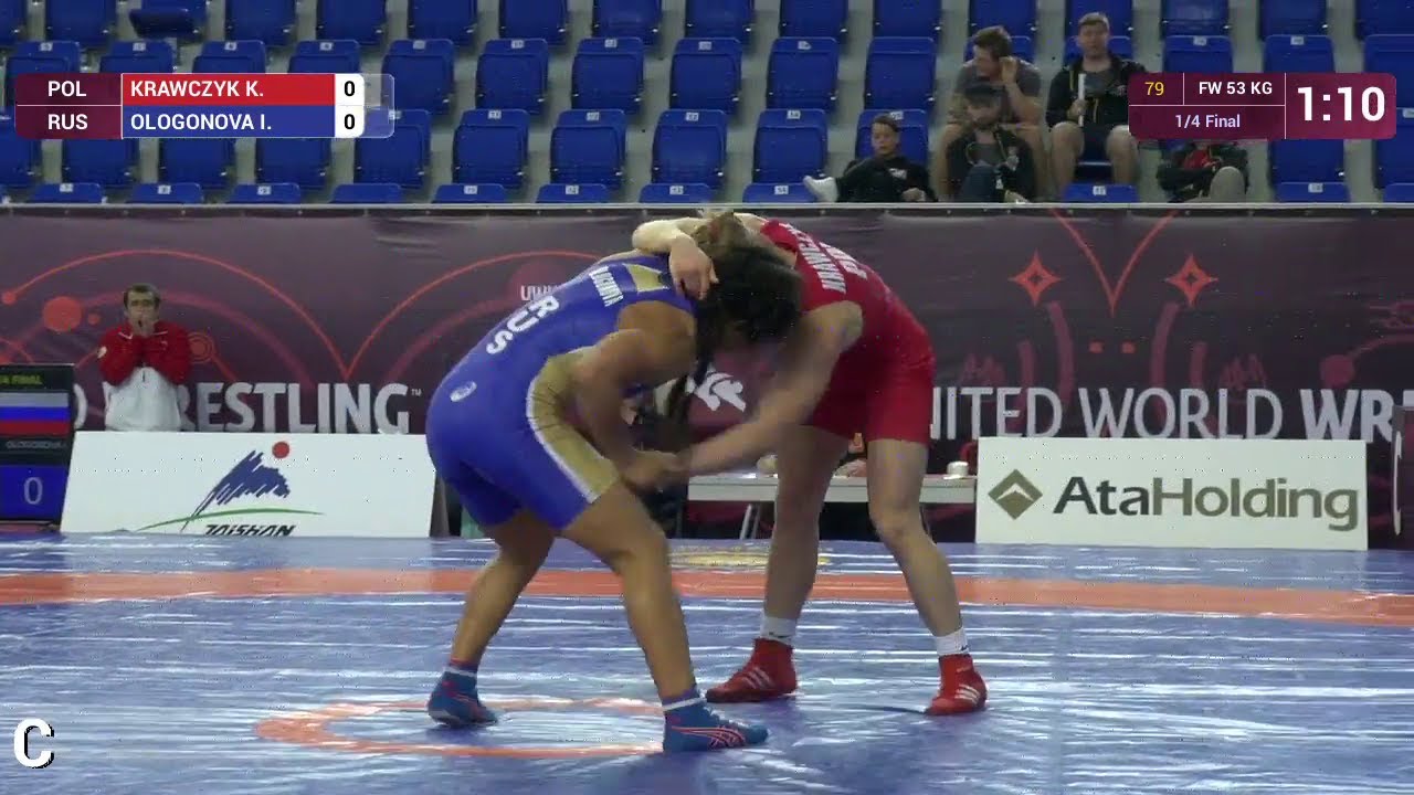 1/4 FW - 53 kg: K. KRAWCZYK (POL) df. I. OLOGONOVA (RUS), 10-7