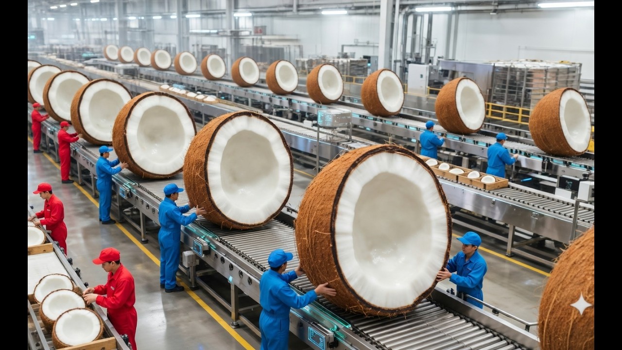 Inside the coconut processing plant turning coconuts into delicious coconut milk