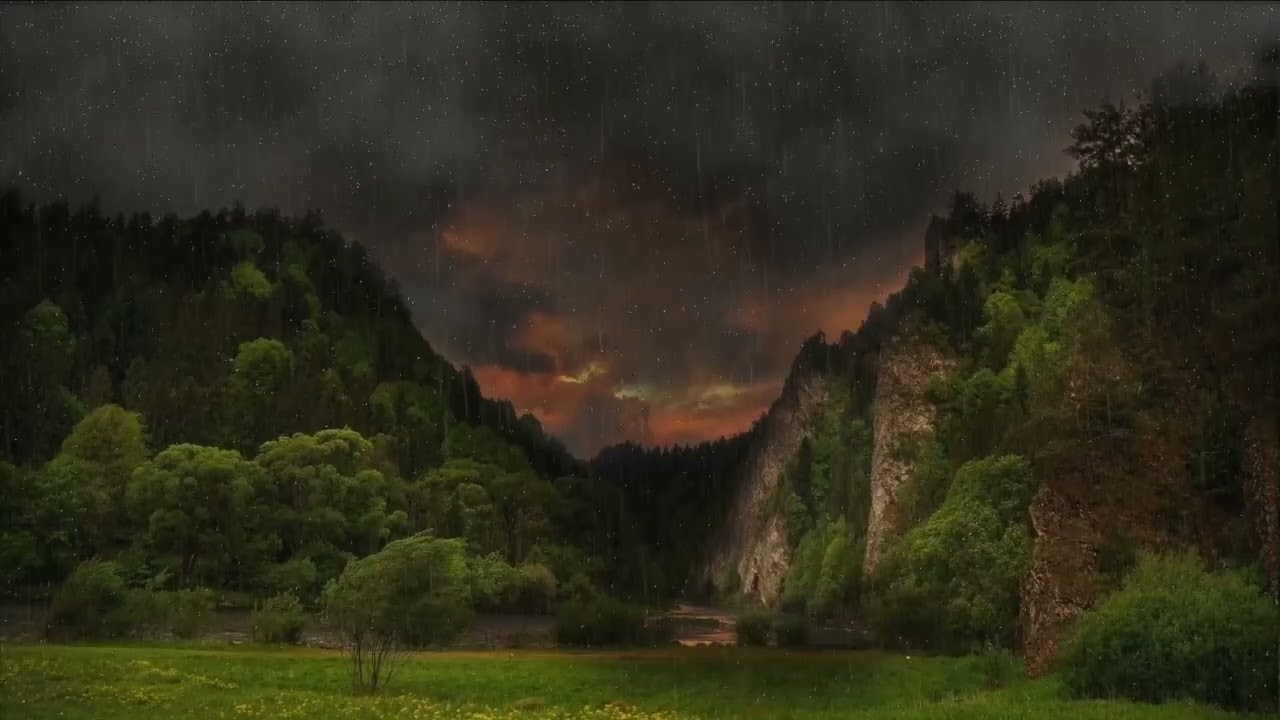 Relaxing Rain Sounds with Soft Ambient Music | Mountain Evening Atmosphere (3 Hours)