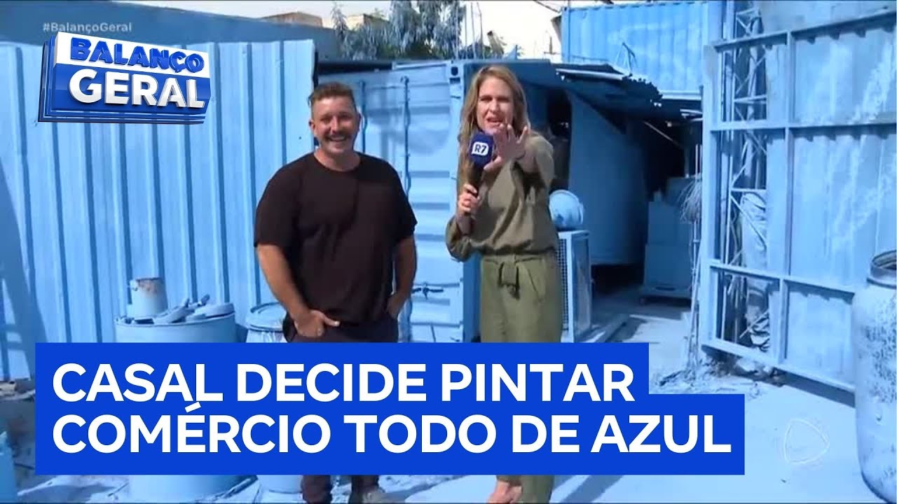 Tudo azul: casal pinta comércio de recicláveis da mesma cor e confunde vizinhos no interior de SP