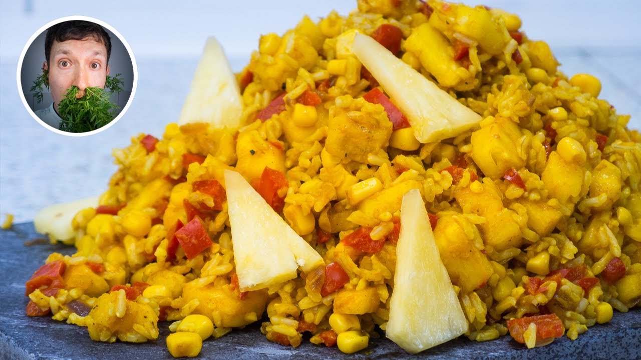 Ruckzuck Ananas Reissalat mit Paprika und Curry | Vegane Rezepte