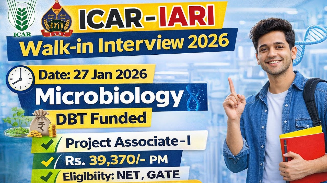 ICAR–IARI Walk-in Interview 2026 | Project Associate-I | Microbiology | DBT Project