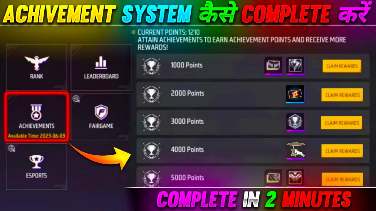 HOW TO COMPLETE ACHIEVEMENTS MISSION IN FREE FIRE NEW EVENT KAISE PURA KAREN ALL POINTS FF REWARDS