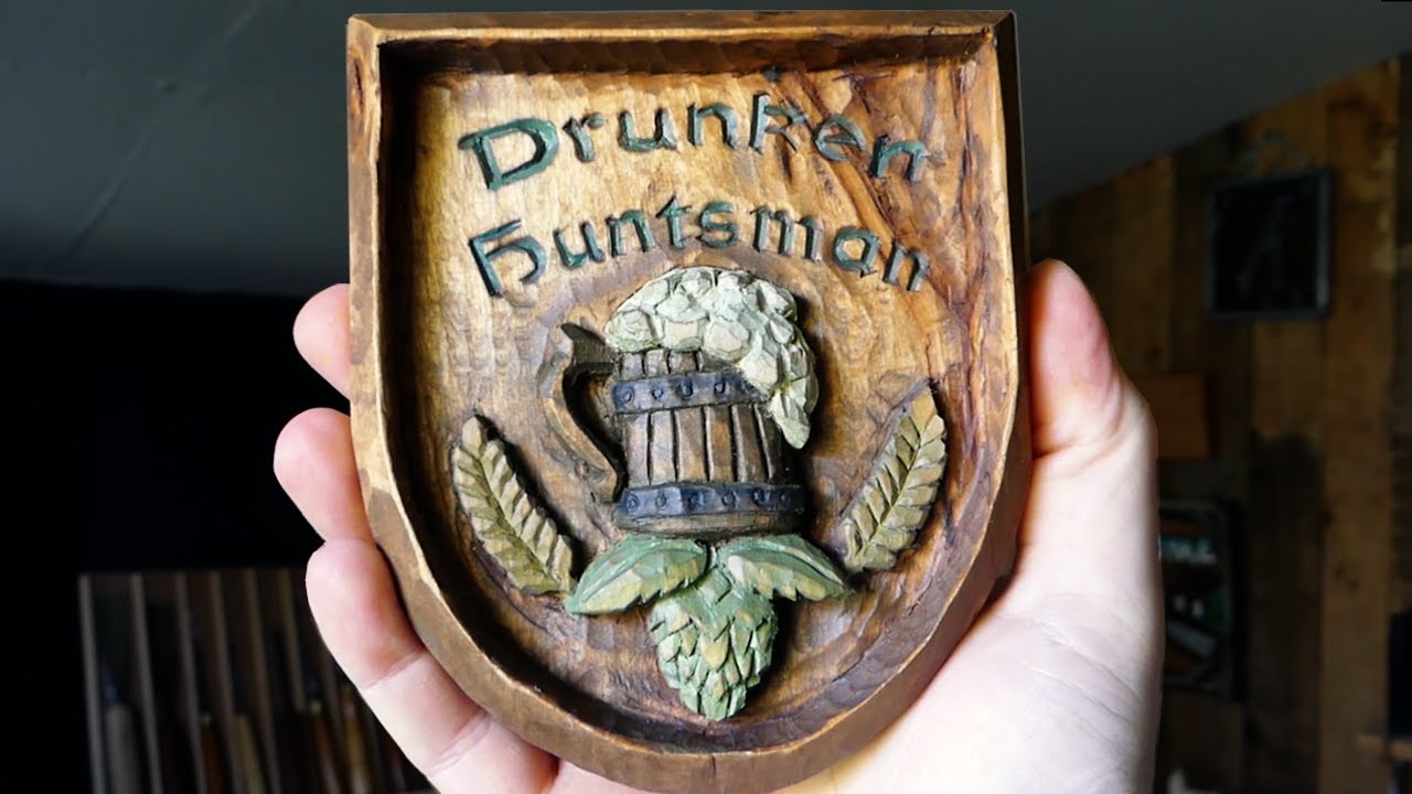 Skyrim Sign Wood Carving - Drunken Huntsman
