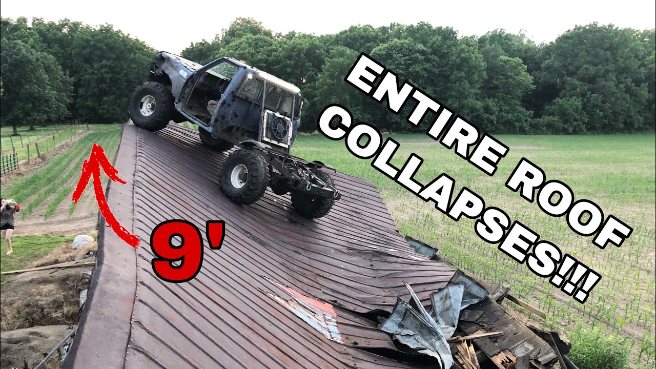 I drove my Lifted F350 OVER A BARN ROOF!!!