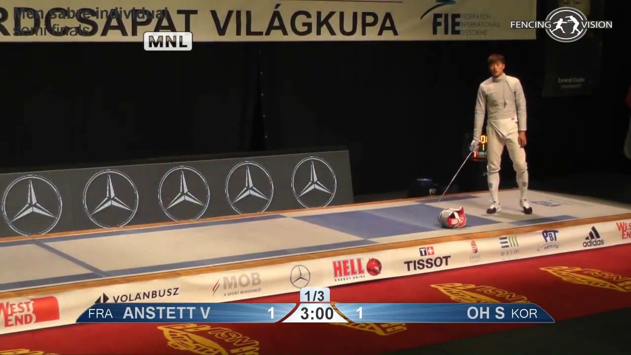 2018 163 M S Individual Gyoer HUN World Cup Semifinal 02 podium ANSTETT FRA vs OH KOR