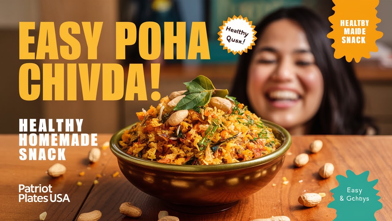 Easy Poha Chivda Recipe | Healthy Homemade Chivda Namkeen | Patriot Plates USA