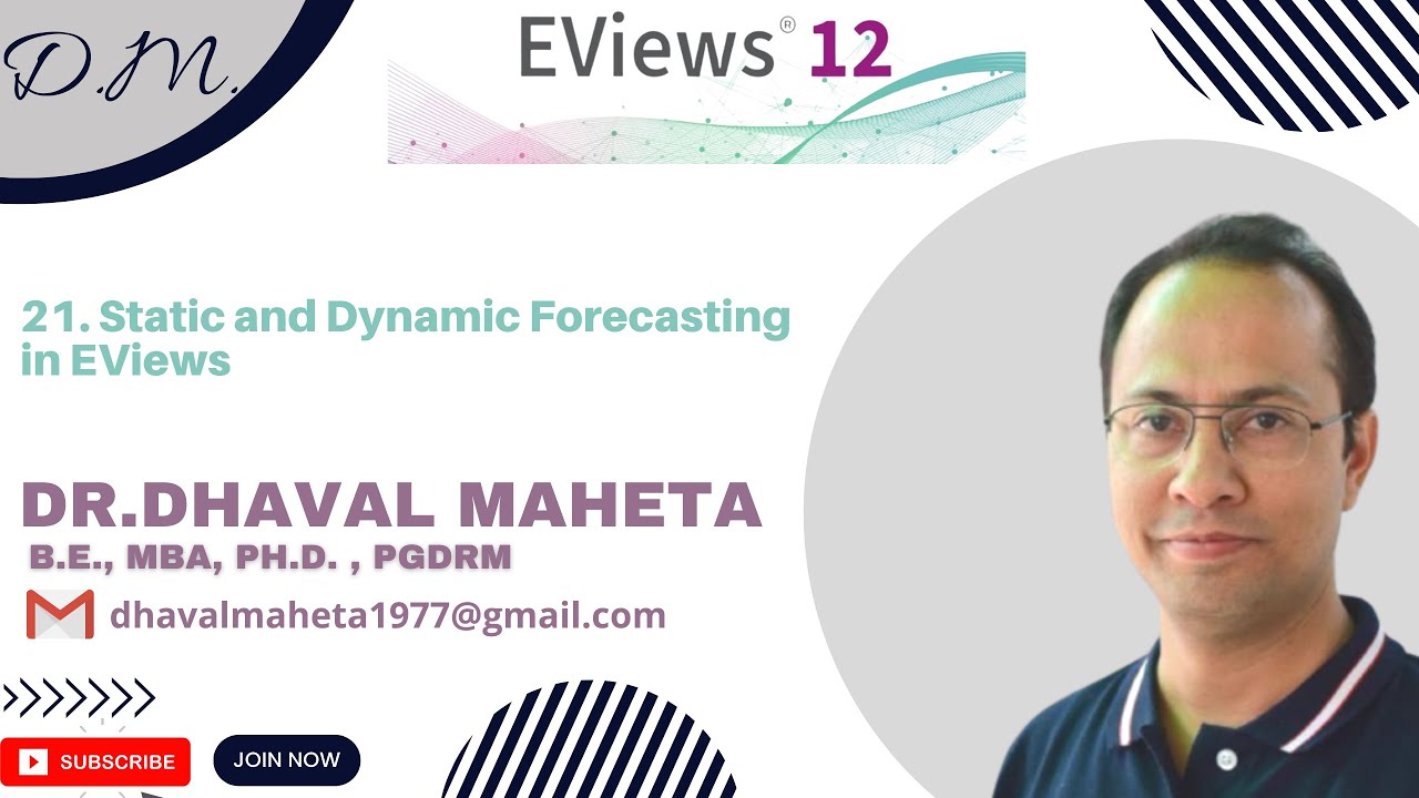 21. Статическое и динамическое прогнозирование в EViews 12 || Доктор Дхавал Махета
