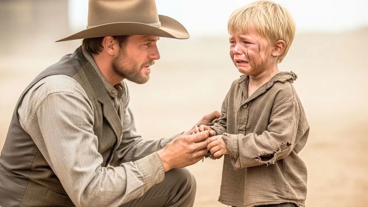 Un enfant a crié, “Dépêchez-vous s'il vous plaît !” Le cowboy a couru sans demander pourquoi.