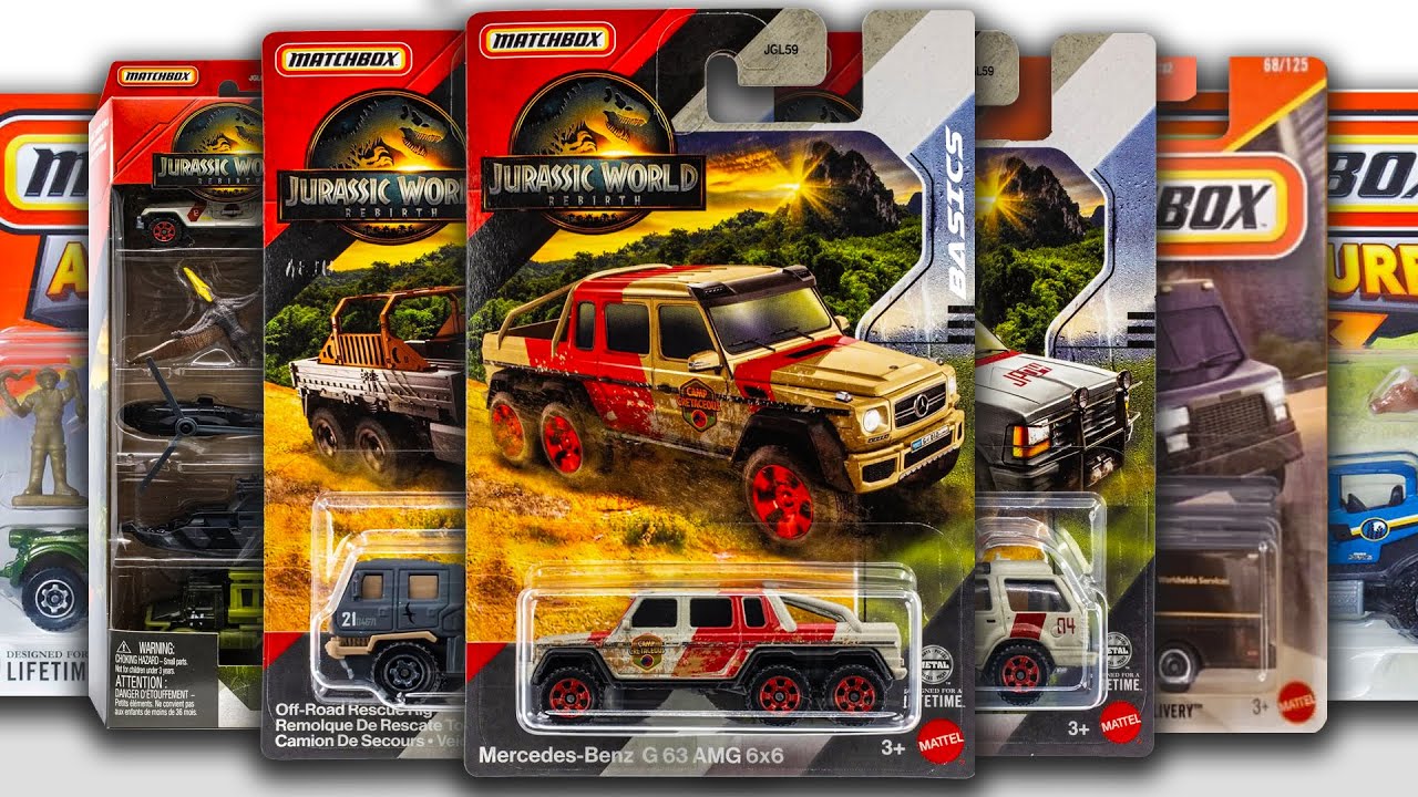 Showcase - Matchbox Jurassic World Rebirth Mix 2, Hitch & Haul, New 5 Packs, UPS Express Delivery.