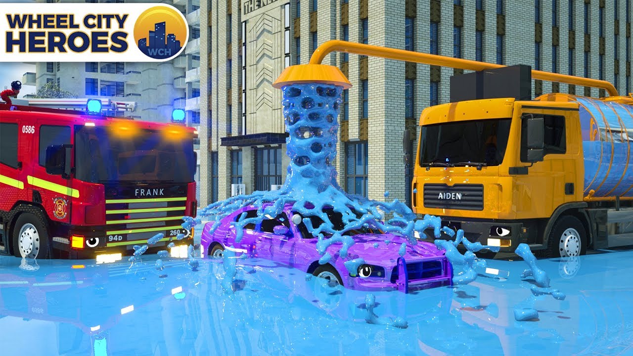 Water Truck Help Police Car | Wheel City Heroes (WCH) | Street Vehicles Cartoon