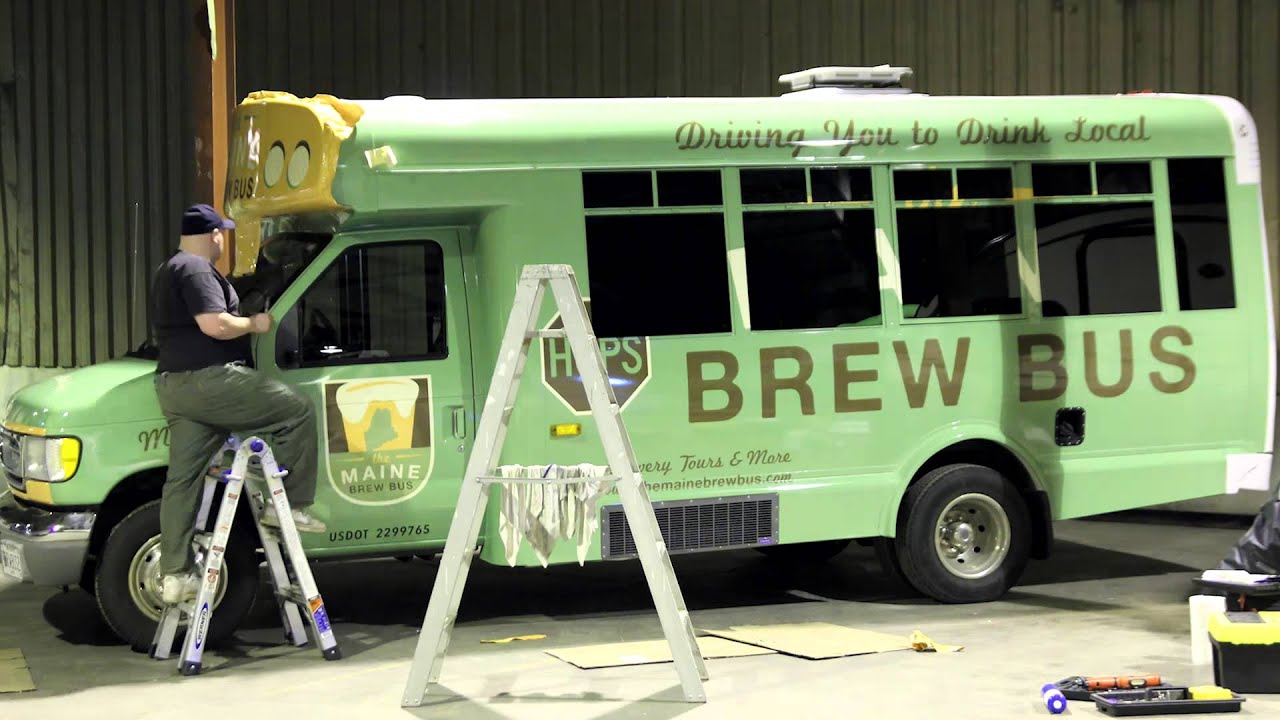 Mabel Vinyl Wrap Timelapse - The Maine Brew Bus