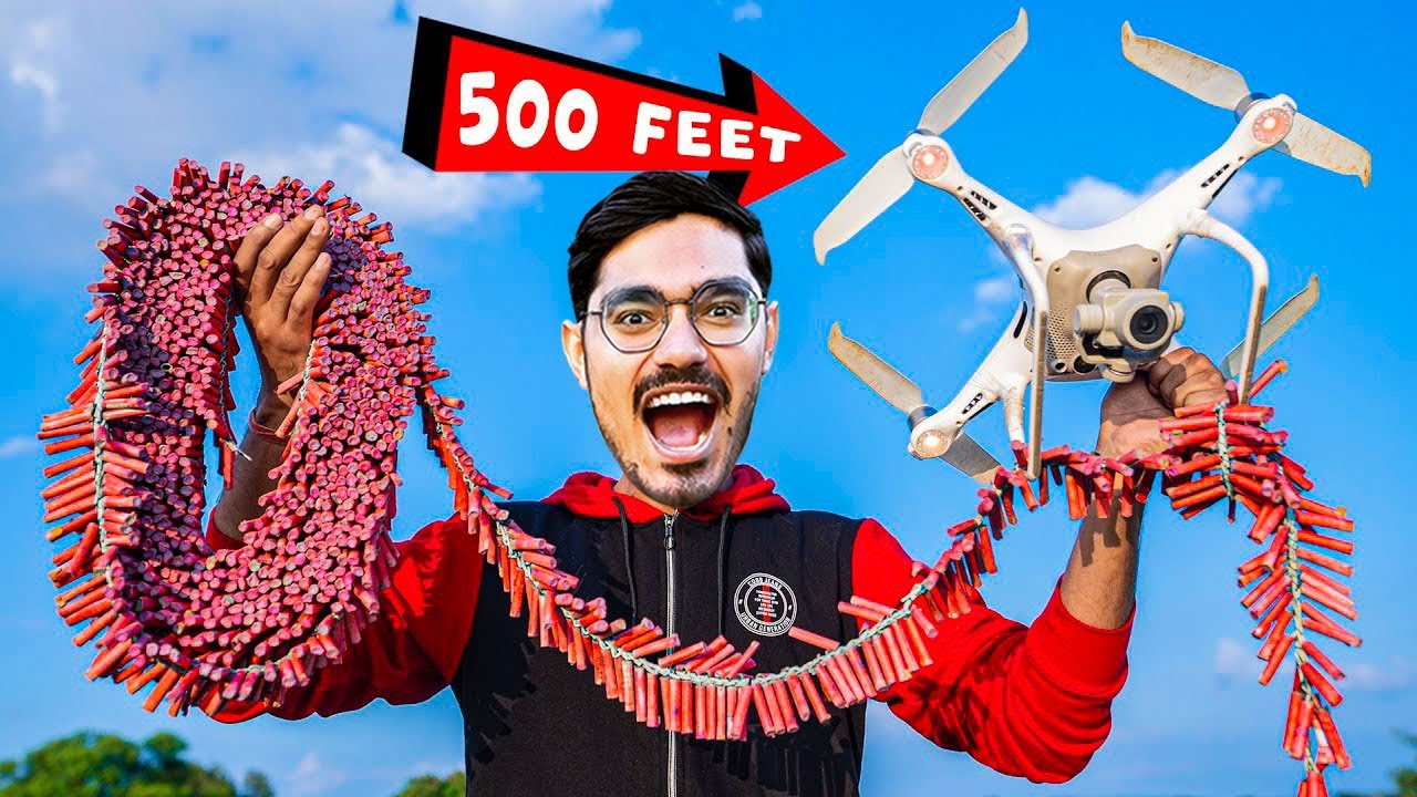 पटाखों को आसमान में ले गया ड्रोन  Drone Takes Firecrackers in Sky   Unbelievable Happened