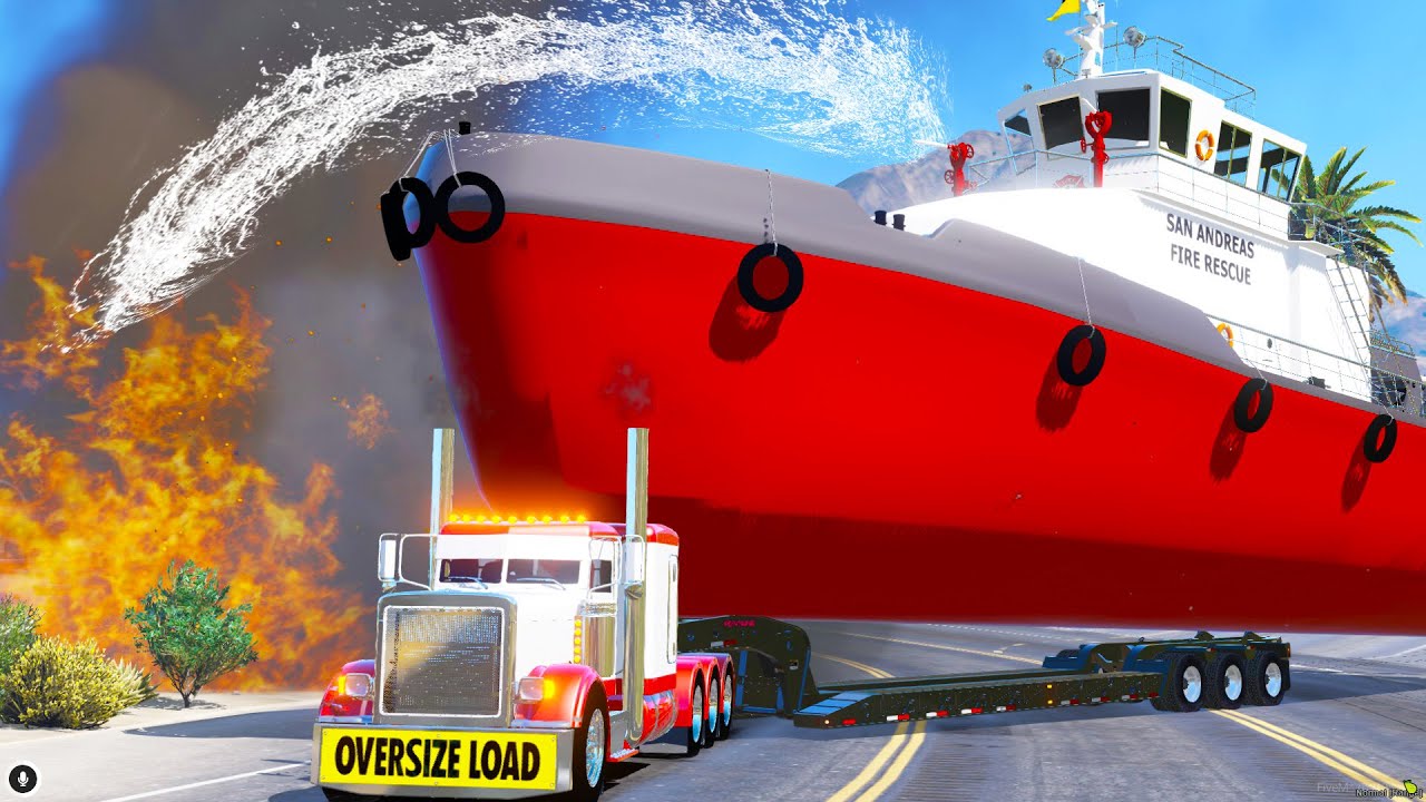 Transporting Massive Firefighting Boat in GTA 5 RP!