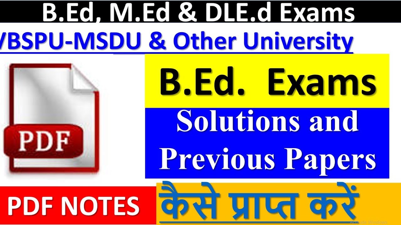 B. Ed Exam PDF Notes and Solution for All Universities... B. Ed Exam @BEdExam