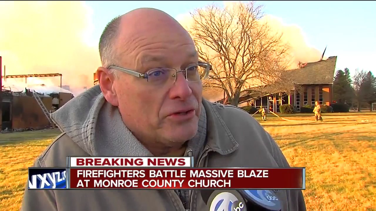 Firefighters battle massive blaze at Monroe County church
