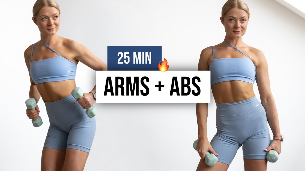 25 MIN TONED ARMS & ABS - With Weights, Home Workout, No Talking Upper Body dumbbell workout