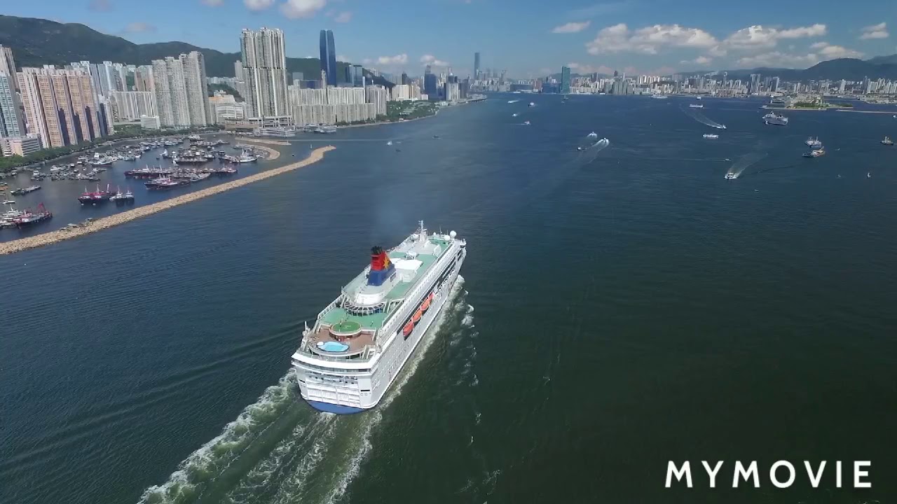 Huge ship moving through water