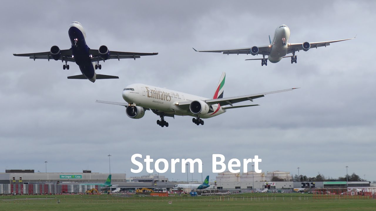[4K] WINDSHEAR GO AROUND! | Storm Bert at Dublin Airport | 23rd November 2024