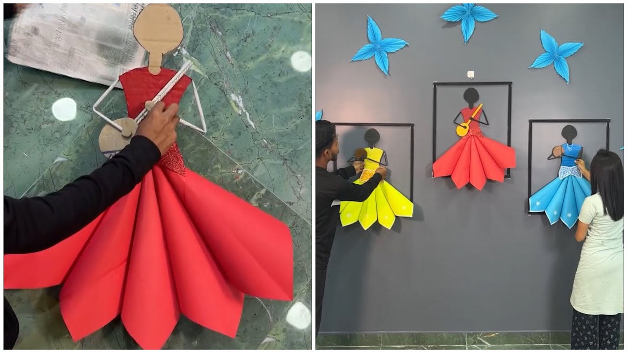 Singing girls DIY wall decor craft | Beautiful paper craft idea | Home decoration idea #diy #crafts