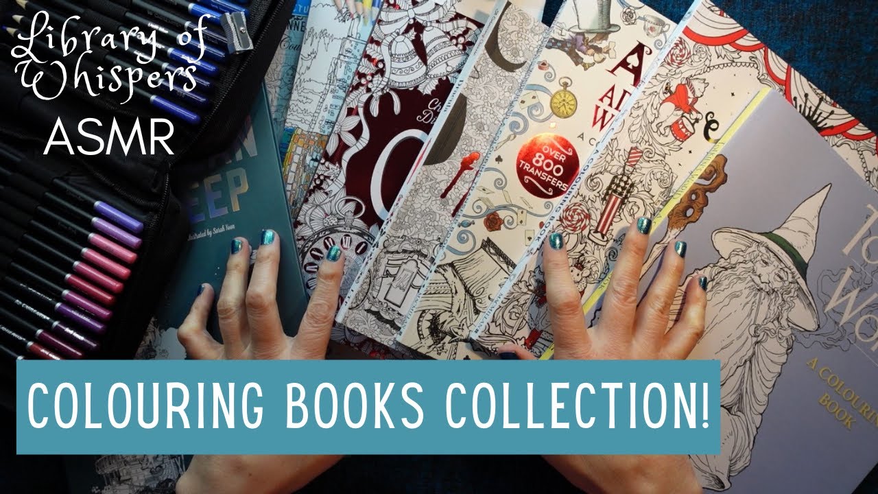 ASMR | Request! Colouring Books Collection Show & Tell - Whispered with Pencil Sounds!