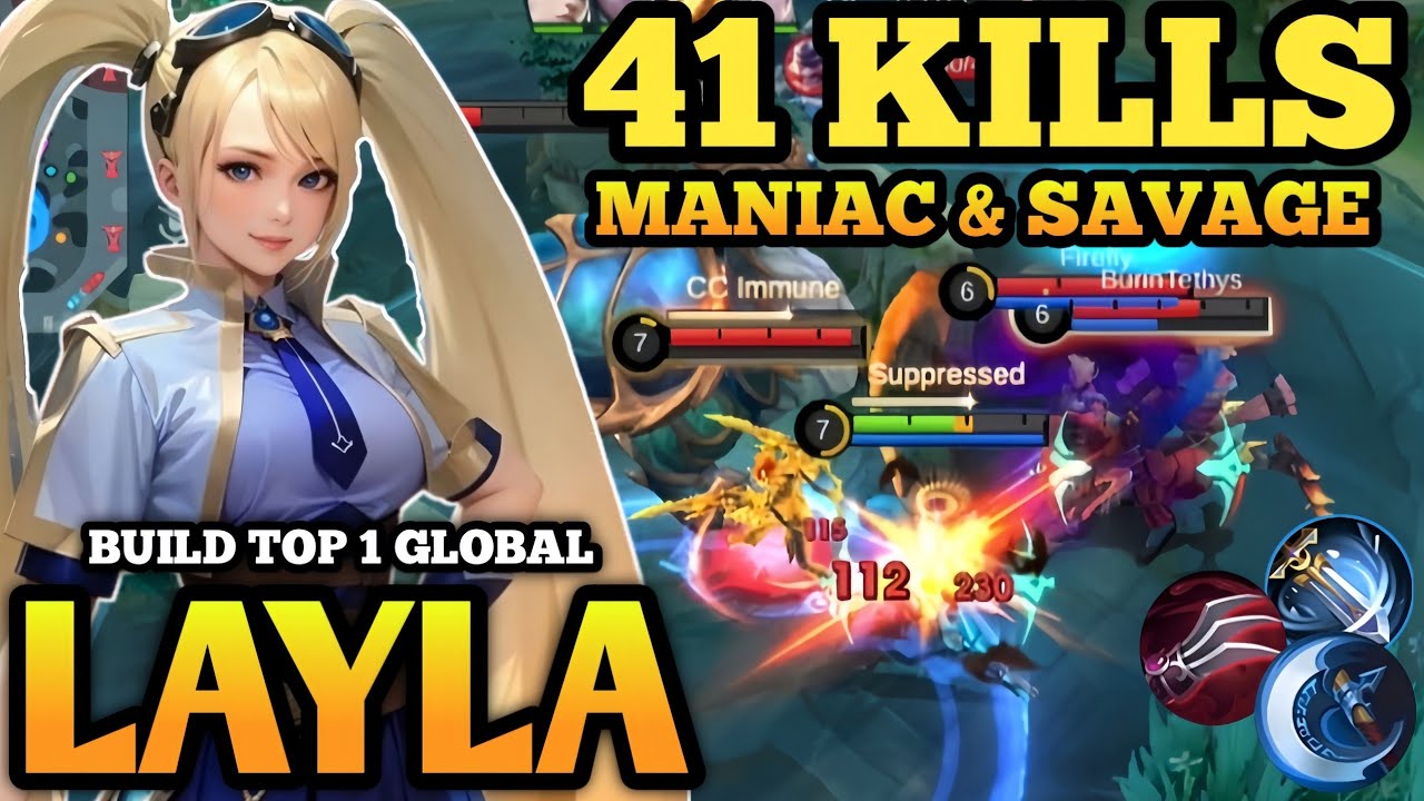 This is Insane!! Layla 41Kills + SAVAGE!! Super Killing Machine!! - Build Top 1 Global ~ MLBB.