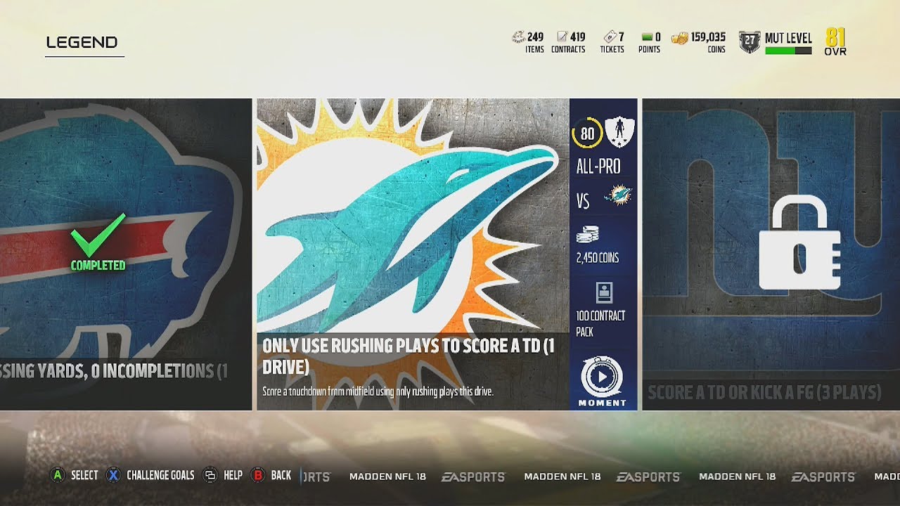 Madden NFL 18 | Gauntlet | Legend Challenge #9 | Only Use Rushing Plays To Score A TD (1 Drive)