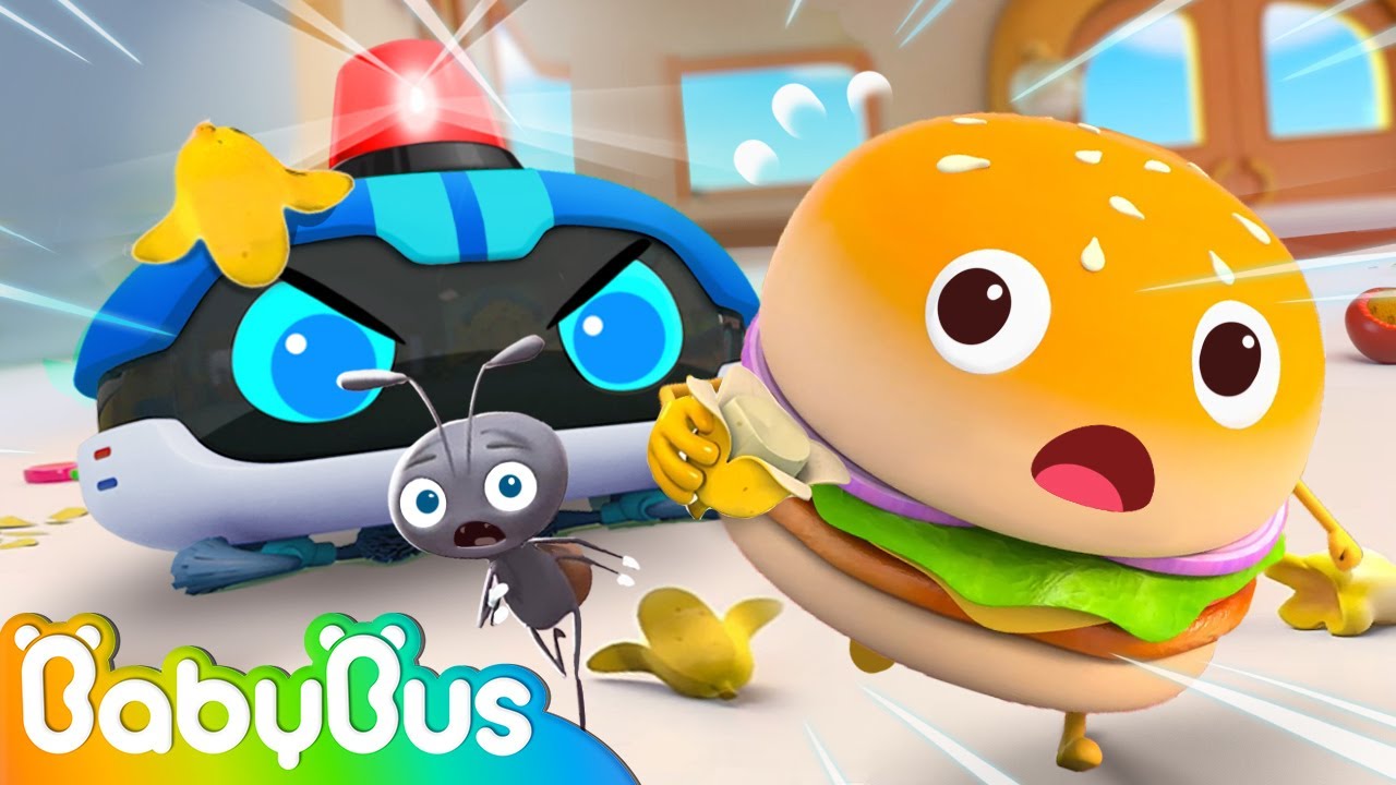 Police Robot Cleaner and Hamburger | Yummy Foods Animation | Healthy Habits | Kids Cartoon | BabyBus
