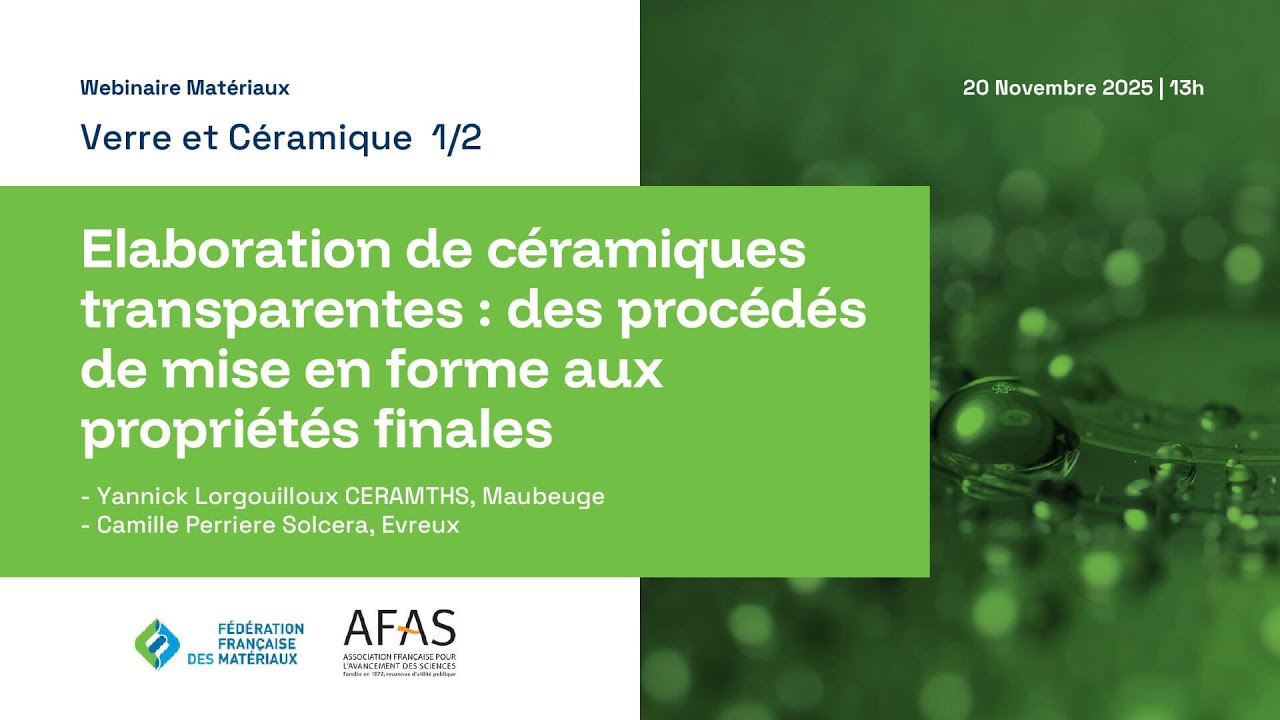 Verre et Céramique, part. 2 - Webinaire Matériaux | nov. 2025