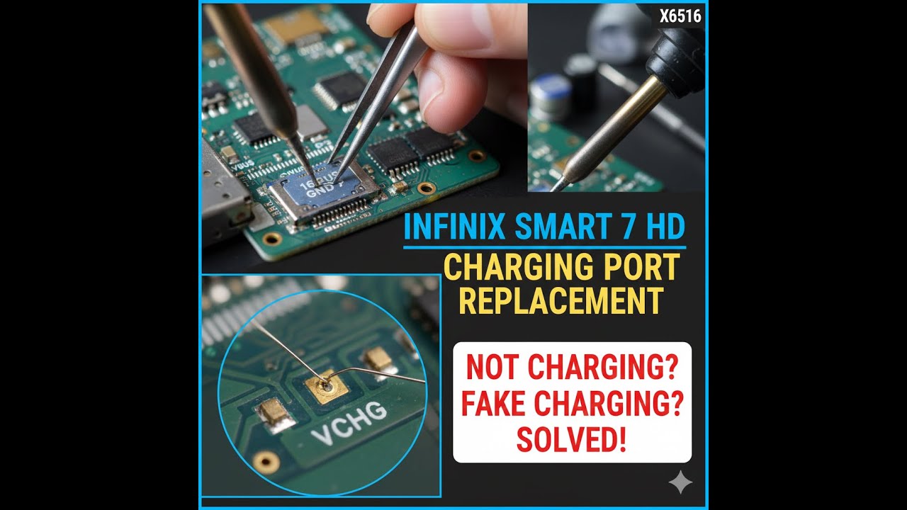 Infinix Smart 7 HD (X6516) Charging Port Replacement | Fake Charging & Not Charging Fix