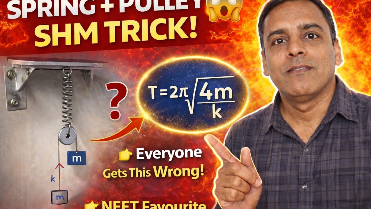 Spring + Pulley = SHM Shock 😱 | Period = 2π√(4m/k)