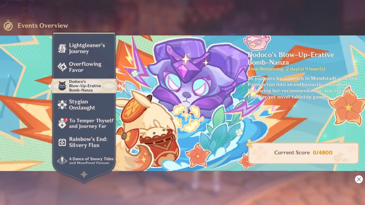 Dodoco's Blow-Up-Erative Bomb-Nanza Full Event || Genshin Impact