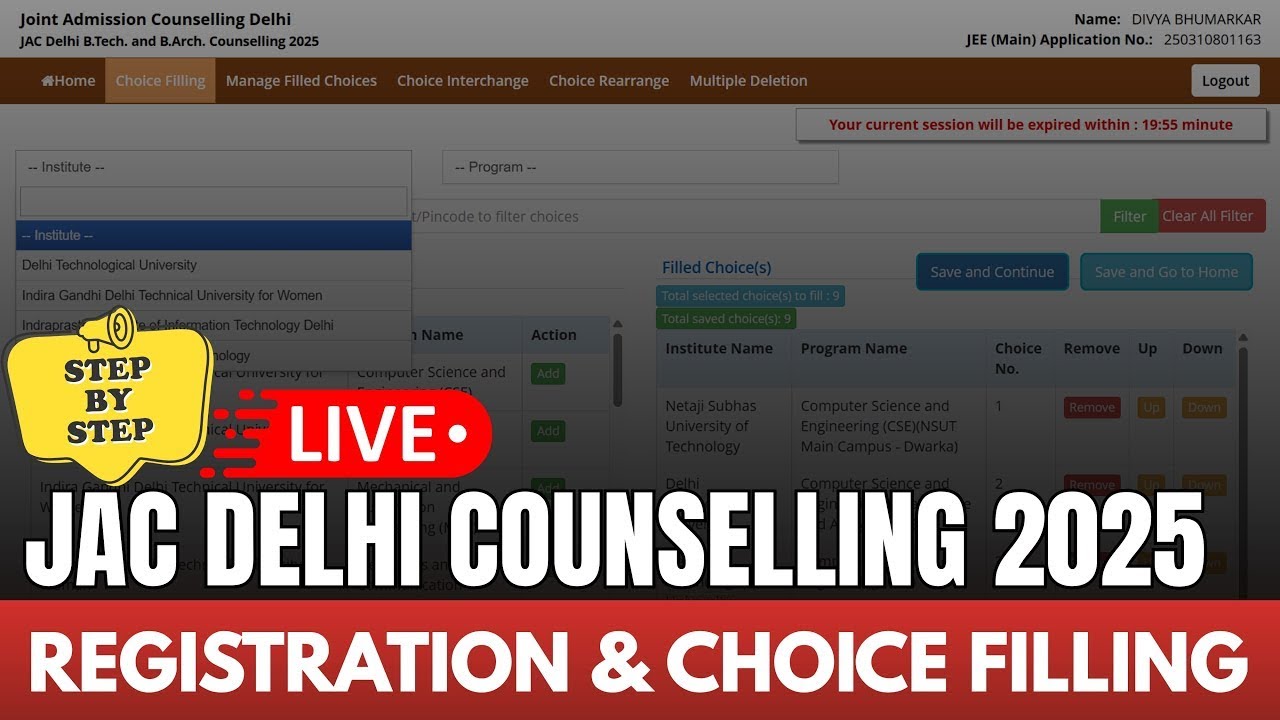 How to Fill JAC DELHI Counselling 2025 Registration Form✅ | JAC Delhi Choice Filling Order 2025