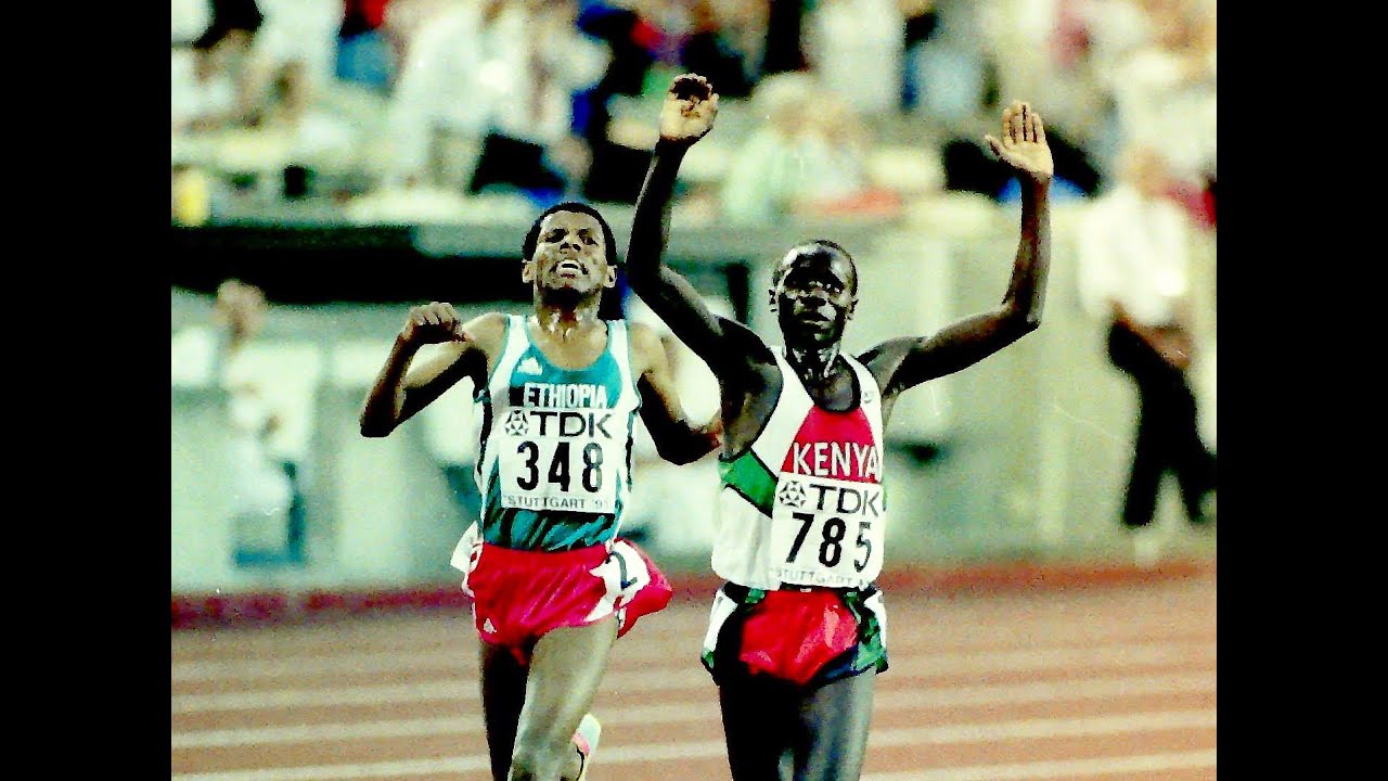 Ismael Kirui Kenya,Haile Gebrselassie &  Fita Bayisa Ethiopia,mens 5000m 1993 World Champs Stuttgart