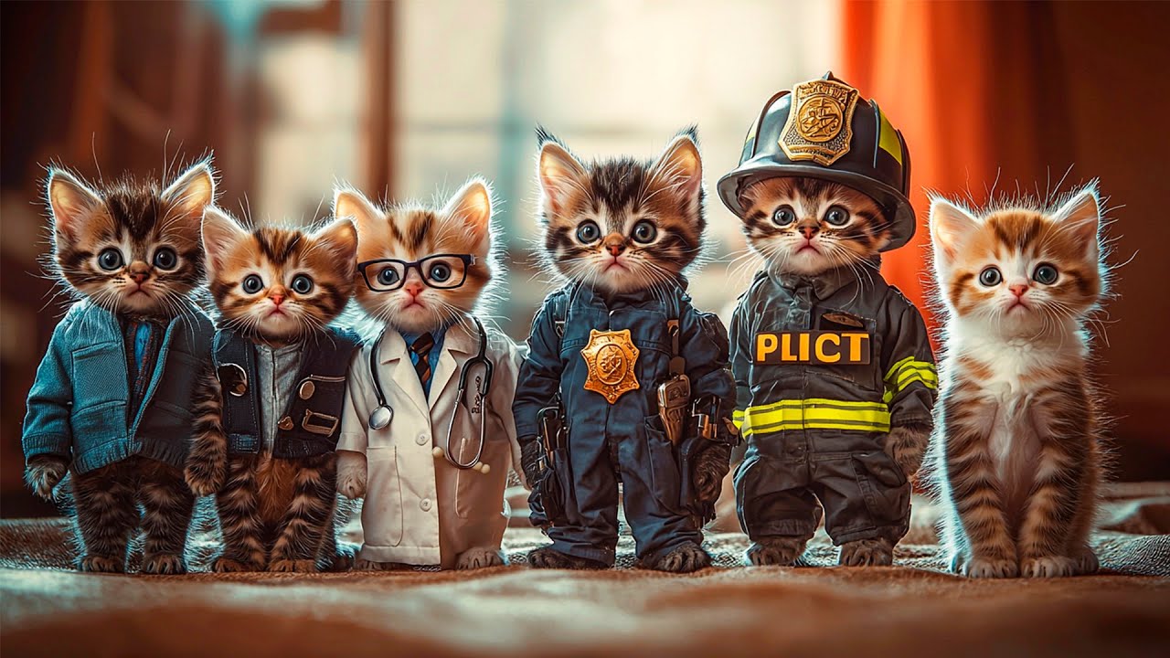 Cute kittens in different professions  Music video for the song Cartoon On & On | Cult of Kittens