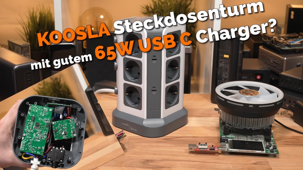 KOOSLA 12 Fach Steckdosenturm mit 65 W USB PD Netzteil im Test