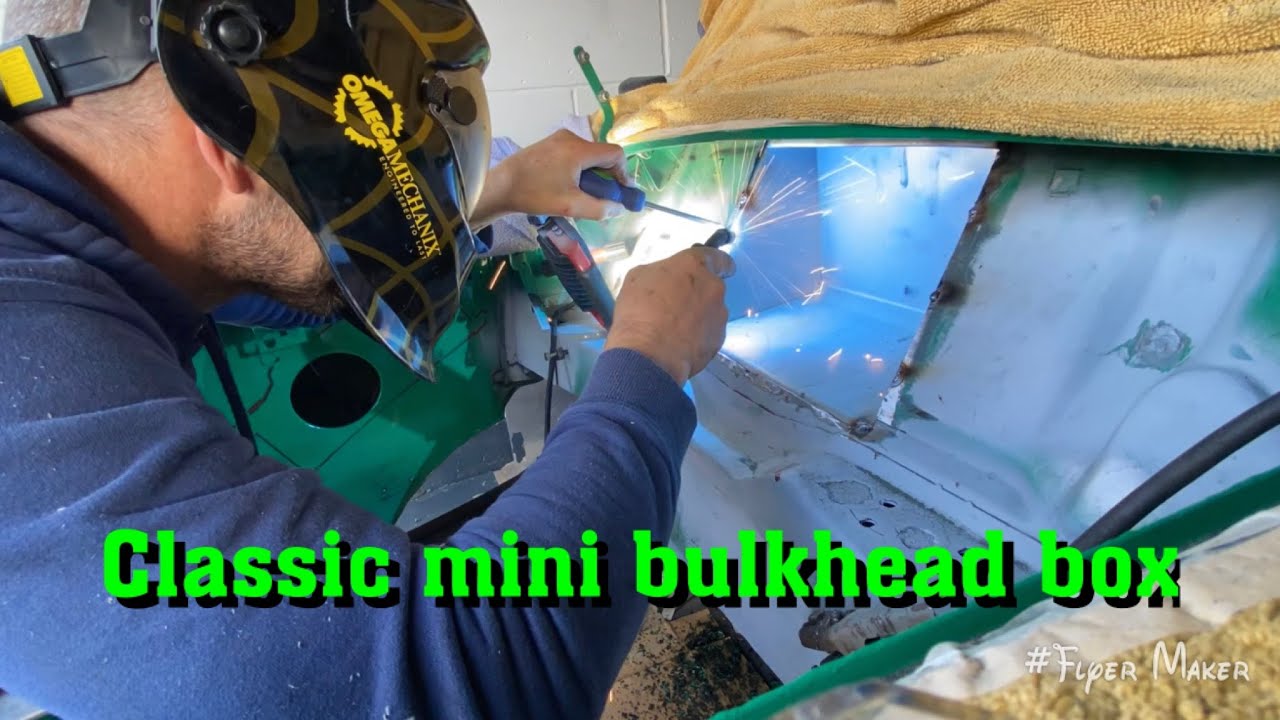 Retro mini rebuild PART 10 welding in the bulkhead box as well as more .