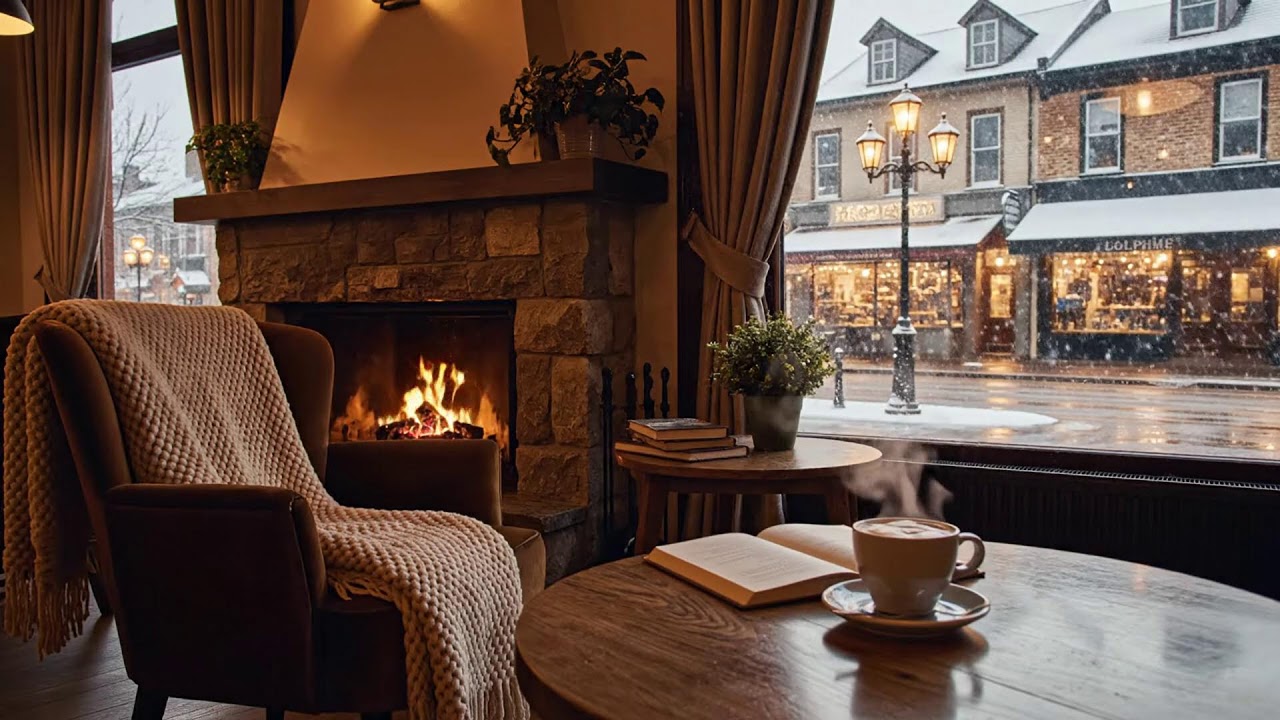 Cozy Winter Coffee Shop ❄️ Relaxing Jazz Piano for Study & Work